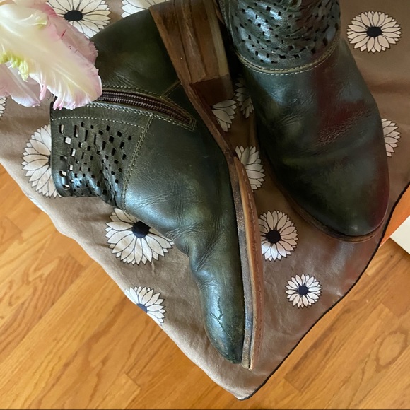 Moma Italian Leather Boots Rustic Green 38.5 - Picture 2 of 9